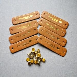 🔴5/$25🔴Tags With Handmade With Love And Gold Or Copper Rivets Set Of 8